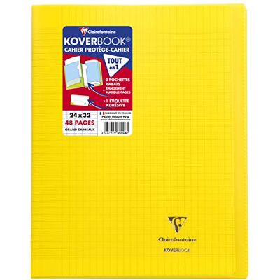 Clairefontaine 984406C En uppsättning med 10 gula Koverbook häftade anteckningsböcker 24 x 32 cm 48 sidor stora plattor vitt papper 90 g polyproomslag Clairefontaine 984406C En uppsättning med 10 gula Koverbook häftade anteckningsböcker 24 x 32 cm 48 sidor stora plattor vitt papper 90 g polyproomslag