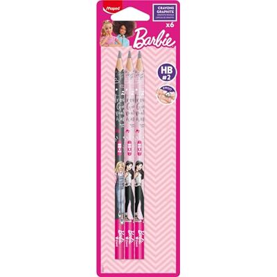 Maped HB #2 BARBIE grafitpennor ergonomisk triangelform förpackning med 6 papperspennor Maped HB #2 BARBIE grafitpennor ergonomisk triangelform förpackning med 6 papperspennor
