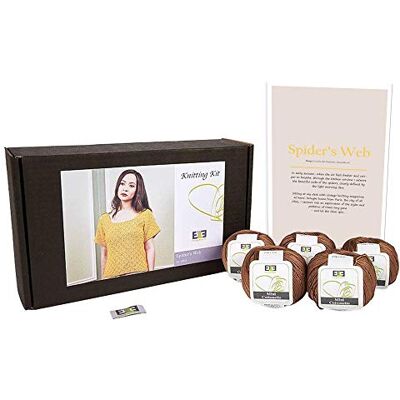 DesignEtte Spider's Web damstickningskit 100 procent egyptisk bomull ull garn skålar och mönster nybörjare startpaket låda 50 g 127 m/5 lager, ljusbrun, 2XL DesignEtte Spider's Web damstickningskit 100 procent egyptisk bomull ull garn skålar och mönster nybörjare startpaket låda 50 g 127 m/5 lager, ljusbrun, 2XL