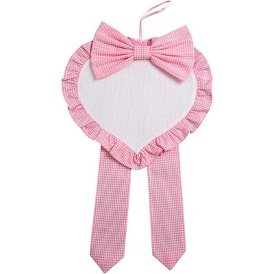 FILET Nyfödelse rosett hjärtformad canvas broderi hjälp, tillverkad av bomull färgad Vichy-tråd, tillverkad i Italien, rosa FILET Nyfödelse rosett hjärtformad canvas broderi hjälp, tillverkad av bomull färgad Vichy-tråd, tillverkad i Italien, rosa