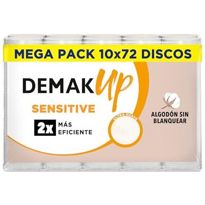 Demak'Up Sensitive 10x72 Runda bomullsskivor av sminkborttagare Naturlig bomullsfiber utan blekning Demak'Up Sensitive 10x72 Runda bomullsskivor av sminkborttagare Naturlig bomullsfiber utan blekning