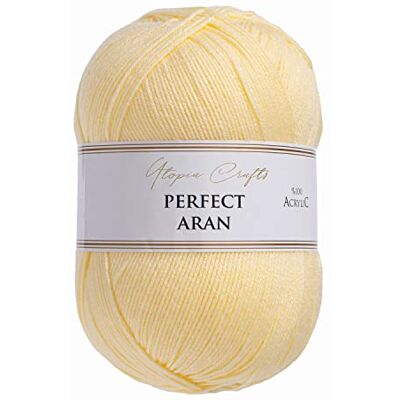 Utopia Crafts Aran stickning och virkat garn, 400 g (Satin gul) Utopia Crafts Aran stickning och virkat garn, 400 g (Satin gul)