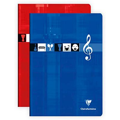 Clairefontaine 3137C häftklammerbunden musik och sångböcker, A4, 90 g, 48 ark blandade färger, paket med 10 Clairefontaine 3137C häftklammerbunden musik och sångböcker, A4, 90 g, 48 ark blandade färger, paket med 10