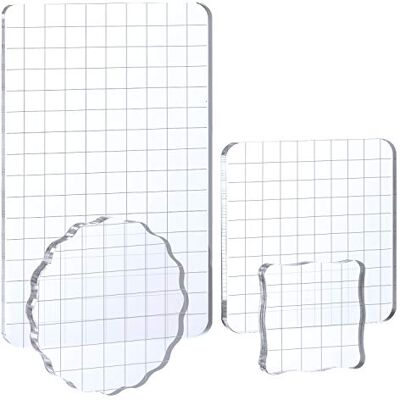 Whaline stor akryl stämpel block klar stämplingsverktygssats med rutnätslinjer för konsthantverk scrapbooking, 4-pack Whaline stor akryl stämpel block klar stämplingsverktygssats med rutnätslinjer för konsthantverk scrapbooking, 4-pack