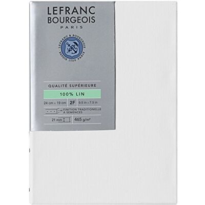 Lefranc Bourgeois 11197 kilram av 100% linne i premiumkvalitet, klar att användas, grundad med titandioxid Gesso, spikad på sidan på massiv furu – 2F Lefranc Bourgeois 11197 kilram av 100% linne i premiumkvalitet, klar att användas, grundad med titandioxid Gesso, spikad på sidan på massiv furu – 2F