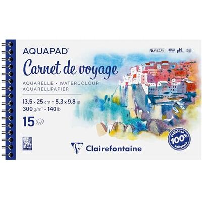 Clairefontaine 975957C Carnet Aquarellea RI 13,5x25cm 15F Grain mi-fin 300g F Clairefontaine 975957C Carnet Aquarellea RI 13,5x25cm 15F Grain mi-fin 300g F