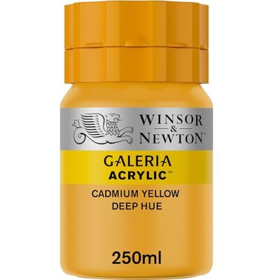 Winsor & Newton Serie 1 250 ml Flaska Galeria Akryl Färg med Munstyckeslock Kadmium Gul Djup nyans Winsor & Newton Serie 1 250 ml Flaska Galeria Akryl Färg med Munstyckeslock Kadmium Gul Djup nyans