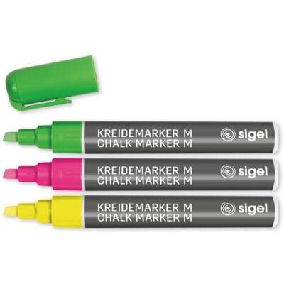 Sigel BA182 kritmarkör 50, mejselspets 1-5 mm, rosa/grön/gul, 3 st. Sigel BA182 kritmarkör 50, mejselspets 1-5 mm, rosa/grön/gul, 3 st.