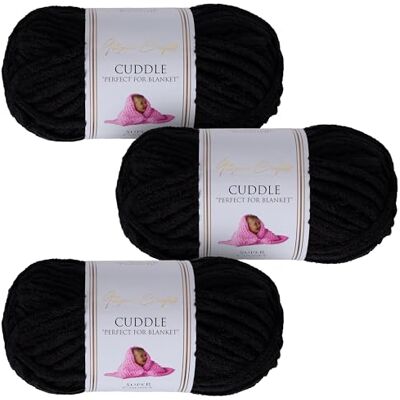 Utopia Crafts Cuddle Supertjockt Chenillegarn Svart, 100 g 60 m Nystan Fluffigt, Mjukt & Lätt att Använda, Chunkygarn för Virkning & Stickning, Nybörjarvänligt Alternativ till Ullgarn 3-pack Utopia Crafts Cuddle Supertjockt Chenillegarn Svart, 100 g 60 m Nystan Fluffigt, Mjukt & Lätt att Använda, Chunkygarn för Virkning & Stickning, Nybörjarvänligt Alternativ till Ullgarn 3-pack