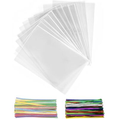 Kiperline 200 stycken cellofanpåsar, 25 x 15 cm cellofanpåsar, genomskinliga påsar för fyllning, genomskinliga påsar med 200 metallband för godis, kex, bröd, frukt etc. Perfekt för presentfester Kiperline 200 stycken cellofanpåsar, 25 x 15 cm cellofanpåsar, genomskinliga påsar för fyllning, genomskinliga påsar med 200 metallband för godis, kex, bröd, frukt etc. Perfekt för presentfester