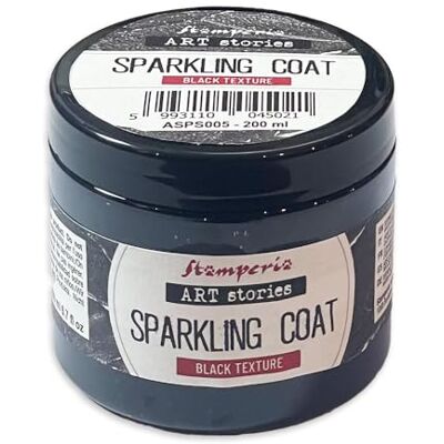 Stamperia Black Sparkling Coat with Glitter for Crafts and Mixed Media Projects, Perfect for Using with Stencils and as a Striking Background Effect, Water Based (200ml) Stamperia Black Sparkling Coat with Glitter for Crafts and Mixed Media Projects, Perfect for Using with Stencils and as a Striking Background Effect, Water Based (200ml)