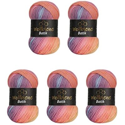Wollbiene 5 x 100 g ullbi batik 500 gram ull med färggradient flerfärgad stickad ull virkull (2020 gul orange bär) Wollbiene 5 x 100 g ullbi batik 500 gram ull med färggradient flerfärgad stickad ull virkull (2020 gul orange bär)