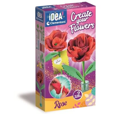 Clementoni Idé – Skapa dina blommor, kreativt blommakonteringskit för barn 8+ år, med 2 rosor av papper för montering och anpassning, lek, tillverkad i Italien, italienska språket, 18877 Clementoni Idé – Skapa dina blommor, kreativt blommakonteringskit för barn 8+ år, med 2 rosor av papper för montering och anpassning, lek, tillverkad i Italien, italienska språket, 18877
