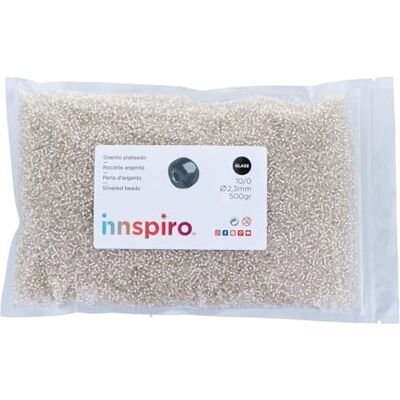 INNSPIRO Silver transparent silver runda glas stenblock 2,3mm. 10/0 500gr. INNSPIRO Silver transparent silver runda glas stenblock 2,3mm. 10/0 500gr.