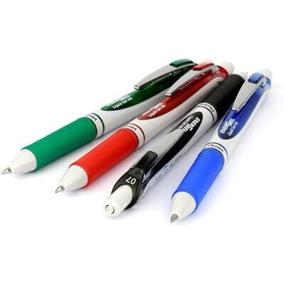 Pentel BL77E-4 EnerGel Eco gelbläckpenna med tryckmekanism, tillverkad av 79% återvunna material, set om 4, svart, röd, blå, grön, 1 st (4 stycken) Pentel BL77E-4 EnerGel Eco gelbläckpenna med tryckmekanism, tillverkad av 79% återvunna material, set om 4, svart, röd, blå, grön, 1 st (4 stycken)