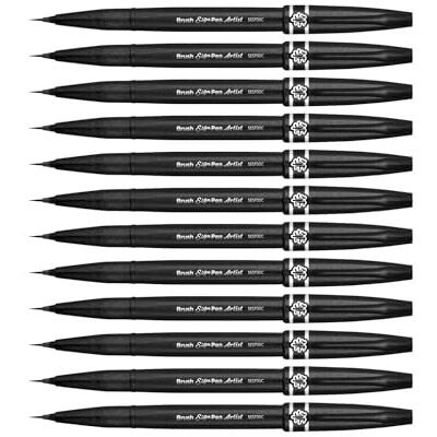 Pentel SESF30C-AX extra fin penselspets, 12 stycken svart Pentel SESF30C-AX extra fin penselspets, 12 stycken svart