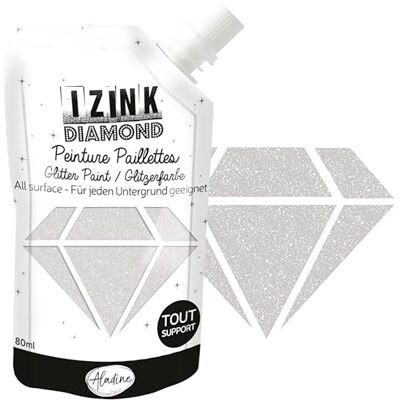 Aladine – IzinDiamond – glitterfärg – ultrakoncentrerad med paljetter – dekoration för varje underlag – gör-det-själv och kreativ fritid – mjuk flaska 80 ml – pärlemor Aladine – IzinDiamond – glitterfärg – ultrakoncentrerad med paljetter – dekoration för varje underlag – gör-det-själv och kreativ fritid – mjuk flaska 80 ml – pärlemor