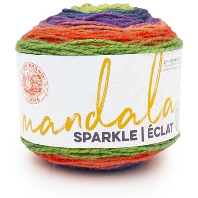 Lion Brand Yarn Lejonmärke garn mandala gnistrande, flerfärgat garn för stickning, virkning och hantverk, monoceros, 1-pack Lion Brand Yarn Lejonmärke garn mandala gnistrande, flerfärgat garn för stickning, virkning och hantverk, monoceros, 1-pack