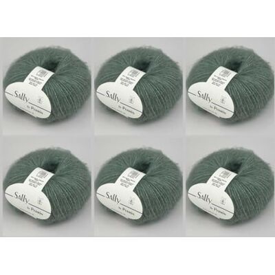 MARUSSIA 6 x Sally by Permin – flygande garn av superfin alpacka, bomull och merino (175 m/50 g) (12 salvia) MARUSSIA 6 x Sally by Permin – flygande garn av superfin alpacka, bomull och merino (175 m/50 g) (12 salvia)