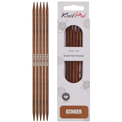 KnitPro Ginger dubbla stickor – 12,5 cm x 5 mm, 5-pack KnitPro Ginger dubbla stickor – 12,5 cm x 5 mm, 5-pack