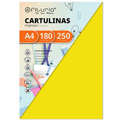 OFITURIA Pack 250 Kartonger Stark Gul A4 180g OFITURIA Pack 250 Kartonger Stark Gul A4 180g