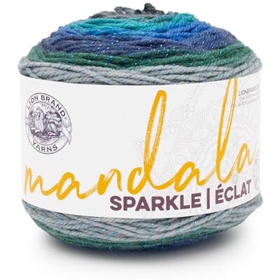 Lion Brand Yarn Lejonmärke garn Mandala Sparkle, flerfärgat garn för stickning, virkning och hantverk, volan, 1-pack Lion Brand Yarn Lejonmärke garn Mandala Sparkle, flerfärgat garn för stickning, virkning och hantverk, volan, 1-pack