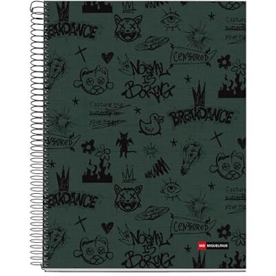 Miquelrius A4 fyrkantig anteckningsbok 5 mm, 120 mikroperforerade ark med 4 färger med flera ämnen, 70 g/m² ogenomskinligt papper, extra hårt kartonglock, spiral, 4 arkivborrar, Not Boring Miquelrius A4 fyrkantig anteckningsbok 5 mm, 120 mikroperforerade ark med 4 färger med flera ämnen, 70 g/m² ogenomskinligt papper, extra hårt kartonglock, spiral, 4 arkivborrar, Not Boring