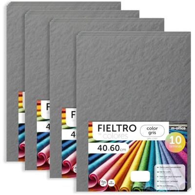 m-office Hantverksfilt, färgfilt, mjukt och flexibelt, material för sömnad, lappverkstyger, perfekt för gör-det-själv-projekt, hantverk eller dekoration, 40 x 60 cm (grå, 40 st) m-office Hantverksfilt, färgfilt, mjukt och flexibelt, material för sömnad, lappverkstyger, perfekt för gör-det-själv-projekt, hantverk eller dekoration, 40 x 60 cm (grå, 40 st)
