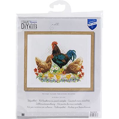 Vervaco Counted Cross Stitch Kit 12,8 tum X10,4 tum Rooster & Chickens (14 sidor) Vervaco Counted Cross Stitch Kit 12,8 tum X10,4 tum Rooster & Chickens (14 sidor)
