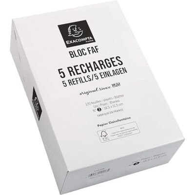 Exacompta Boite de 5 recharges faf 18,5x11,5cm ndeg.3 uni Exacompta Boite de 5 recharges faf 18,5x11,5cm ndeg.3 uni