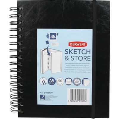 Derwent Sketch & Store Inbunden Skissbok, Stående A5-format, Perfekt för att Teckna och Rita, 56 Ark, Syrafritt Papper, Ringbunden Rygg, Konstnärskvalitet, 2102179 Derwent Sketch & Store Inbunden Skissbok, Stående A5-format, Perfekt för att Teckna och Rita, 56 Ark, Syrafritt Papper, Ringbunden Rygg, Konstnärskvalitet, 2102179