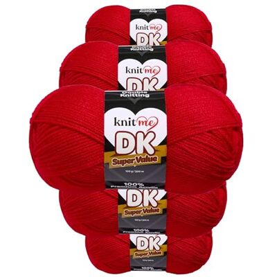 Knit Me DK dubbelstickat garn allergivänlig akryl 5 x 100 g (röd) Knit Me DK dubbelstickat garn allergivänlig akryl 5 x 100 g (röd)