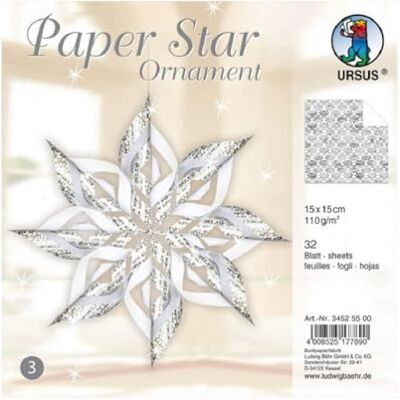 Ursus 34525500 pappersstjärna prydnad 3, 4 stjärnor, ca 40 x 40 cm, silver Ursus 34525500 pappersstjärna prydnad 3, 4 stjärnor, ca 40 x 40 cm, silver