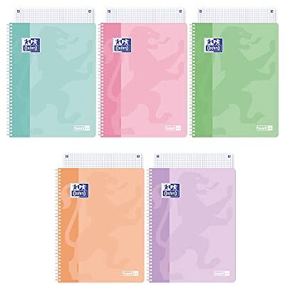 Oxford Favorit A4, Pastell, Spiralat, Randig kvadrat 5 mm, papper 90 gsm 5 spets, Blandade färger (400159112) Oxford Favorit A4, Pastell, Spiralat, Randig kvadrat 5 mm, papper 90 gsm 5 spets, Blandade färger (400159112)