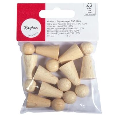 Rayher 6246900 råträ figurkon FSC 100%, 37 mm, SB-Btl 8 stycken Rayher 6246900 råträ figurkon FSC 100%, 37 mm, SB-Btl 8 stycken