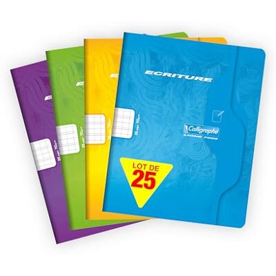 Clairefontaine Calligraphe 507Cpack En uppsättning med 25 skrivböcker (ett märke på 17 x 22 cm 32 sidor med dubbla rader 2 mm vertikalt interline-intervall 70 g slumpmässiga blandade Clairefontaine Calligraphe 507Cpack En uppsättning med 25 skrivböcker (ett märke på 17 x 22 cm 32 sidor med dubbla rader 2 mm vertikalt interline-intervall 70 g slumpmässiga blandade
