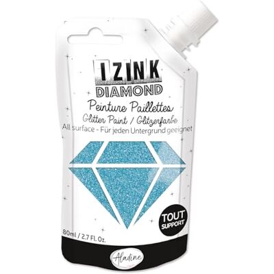 Aladine Izink Diamond glitterfärg ultrakoncentrerad i paljetter dekoration för alla underlag DIY och kreativ fritid tillverkad i Frankrike mjuk flaska 80 ml himmelsblå Aladine Izink Diamond glitterfärg ultrakoncentrerad i paljetter dekoration för alla underlag DIY och kreativ fritid tillverkad i Frankrike mjuk flaska 80 ml himmelsblå