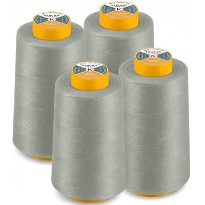 AK TRADING CO. AK Trading 4-pack ljusgrå koner för alla ändamål (6 000 meter vardera) med högdragbara polyestertrådspolar för sömnad, quiltning, sergermaskiner, overlock, merrow och handbroderi AK TRADING CO. AK Trading 4-pack ljusgrå koner för alla ändamål (6 000 meter vardera) med högdragbara polyestertrådspolar för sömnad, quiltning, sergermaskiner, overlock, merrow och handbroderi