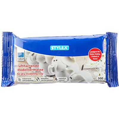 Stylex 28235 – lufthärdande modellmassa, 500 g i vitt, kan målas efter behag, luktfri, tillverkad av naturlig lera Stylex 28235 – lufthärdande modellmassa, 500 g i vitt, kan målas efter behag, luktfri, tillverkad av naturlig lera