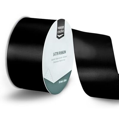 Creative Vaessen kreativt satinband svart – 20 m x 5 cm – tunt band för presentförpackning och hantverk Creative Vaessen kreativt satinband svart – 20 m x 5 cm – tunt band för presentförpackning och hantverk
