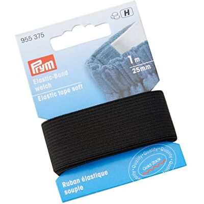 Prym Soft Top Svart (25 mm, 1m) elastisk tejp 1 st Prym Soft Top Svart (25 mm, 1m) elastisk tejp 1 st