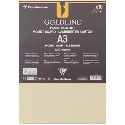 Clairefontaine 96816C Paquet Contrecollés pour Passe-Partout Goldline A3 29,7x42 cm 1,25 mm d'Épaisseur 10 Feuilles Contrecollées Âme Blanche Ivoire Idéal pour l'Encadrement Clairefontaine 96816C Paquet Contrecollés pour Passe-Partout Goldline A3 29,7x42 cm 1,25 mm d'Épaisseur 10 Feuilles Contrecollées Âme Blanche Ivoire Idéal pour l'Encadrement