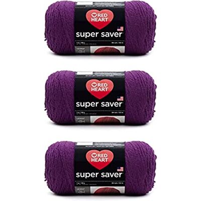 Red Heart E300PK.0776 Super Saver 3-pack garn, akryl, mörk orkidé, 3-pack, 99 meter Red Heart E300PK.0776 Super Saver 3-pack garn, akryl, mörk orkidé, 3-pack, 99 meter