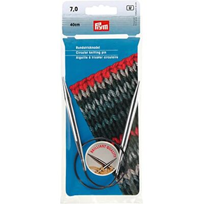 Prym 40,6 cm cirkulär mässing, 7 mm sticknålar, silver Prym 40,6 cm cirkulär mässing, 7 mm sticknålar, silver
