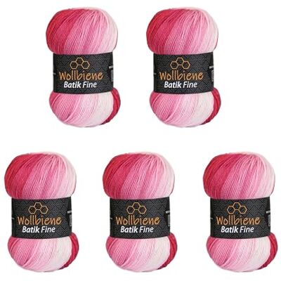 Wollbiene 5 x 100 g ullbi batik fin 500 gram ull med färggradient flerfärgad stickad ull virkull (5 300 bär vit) Wollbiene 5 x 100 g ullbi batik fin 500 gram ull med färggradient flerfärgad stickad ull virkull (5 300 bär vit)
