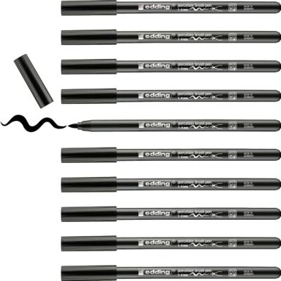 edding 4200 penselpenna i porslin – svart – 10 pennor – penselspets 1–4 mm – filtpenna för målning och dekoration av keramik, porslin – diskmaskinssäker, ljusfast bläck, snabbtorkande edding 4200 penselpenna i porslin – svart – 10 pennor – penselspets 1–4 mm – filtpenna för målning och dekoration av keramik, porslin – diskmaskinssäker, ljusfast bläck, snabbtorkande