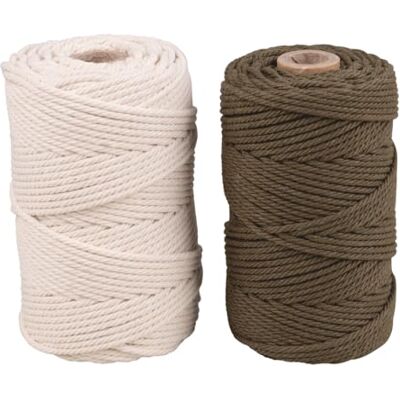 Rayher makramégarn, 2,2 mm ø, oliv, 2 x ca 200 g, 2 spolar à 70 m, 44000456 Rayher makramégarn, 2,2 mm ø, oliv, 2 x ca 200 g, 2 spolar à 70 m, 44000456