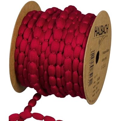Halbach Sidenband pompom kant bredd 8 mm längd 15 m Band med tofsar som pom ponsgirlang, bröllopsdekoration, trädgårdsfestdekoration färg: vinröd Halbach Sidenband pompom kant bredd 8 mm längd 15 m Band med tofsar som pom ponsgirlang, bröllopsdekoration, trädgårdsfestdekoration färg: vinröd