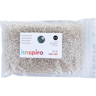 INNSPIRO Silver 3,8 mm transparent silver runda glas stenparti. 6/0 500gr. INNSPIRO Silver 3,8 mm transparent silver runda glas stenparti. 6/0 500gr.