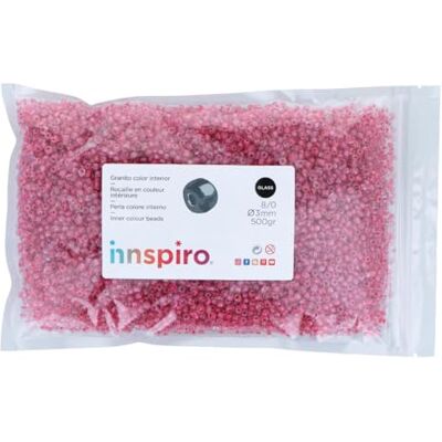 INNSPIRO Rund glassten rosa inre färg 3,0mm. 8/0 500gr. INNSPIRO Rund glassten rosa inre färg 3,0mm. 8/0 500gr.